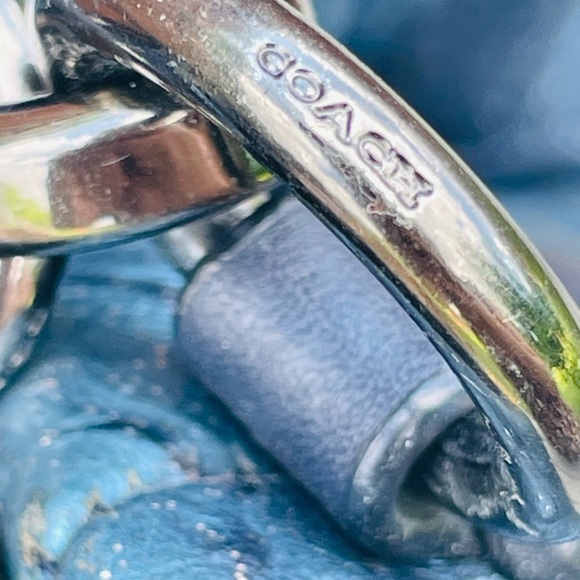 Coach Navy Blue Iridescent Python Embossed Leather Tote F36627 - Picture 6 of 16